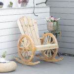 Wooden Adirondack Rocking Chair Reclining Armchair Outdoor Garden Furniture Patio Porch Rocker - Natural