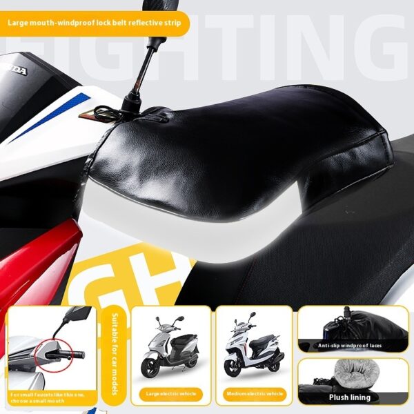 Electric Motorcycle Handle Grip Winter Thermal Waterproof Windshield Gloves Fleece-lined Hand Guard