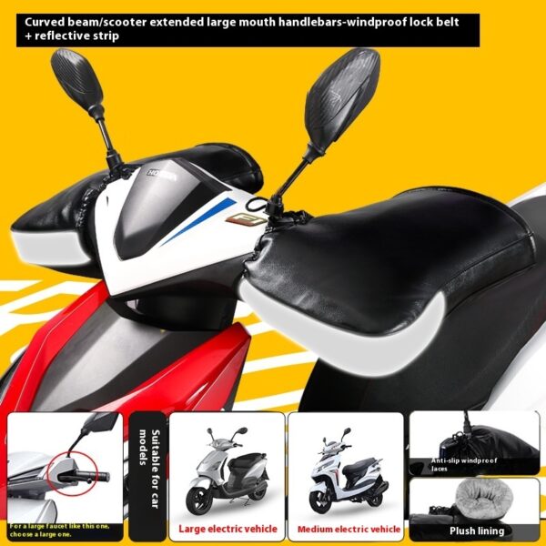 Electric Motorcycle Handle Grip Winter Thermal Waterproof Windshield Gloves Fleece-lined Hand Guard