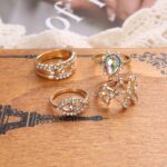 New European and American Personality Fashion Golden Devil''s Eye Star Water Drop Ring 4 Sets of Women''s Cross-border Jewelry