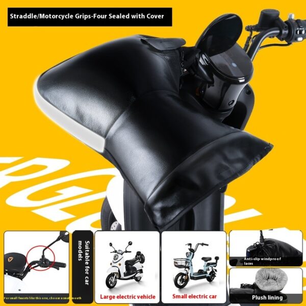 Electric Motorcycle Handle Grip Winter Thermal Waterproof Windshield Gloves Fleece-lined Hand Guard