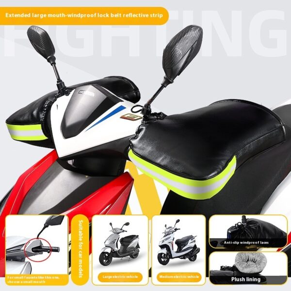 Electric Motorcycle Handle Grip Winter Thermal Waterproof Windshield Gloves Fleece-lined Hand Guard