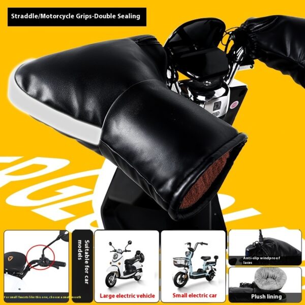 Electric Motorcycle Handle Grip Winter Thermal Waterproof Windshield Gloves Fleece-lined Hand Guard