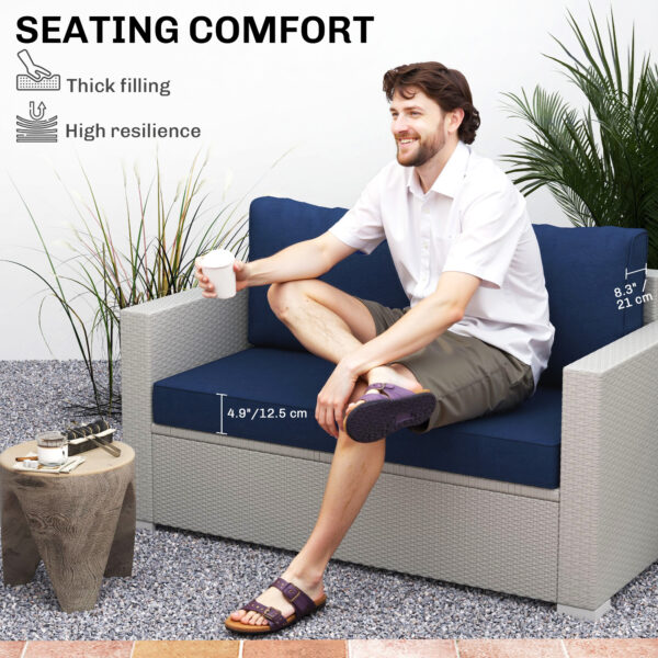 2 Seat Patio Furniture Cushions, 46x26x5 In, Thick Outdoor Loveseat Cushion Set With Removable Cover, Fade-Resistant Replacement Cushions For Outdoor Furniture, Couch, Bench, Swing, Navy Blue