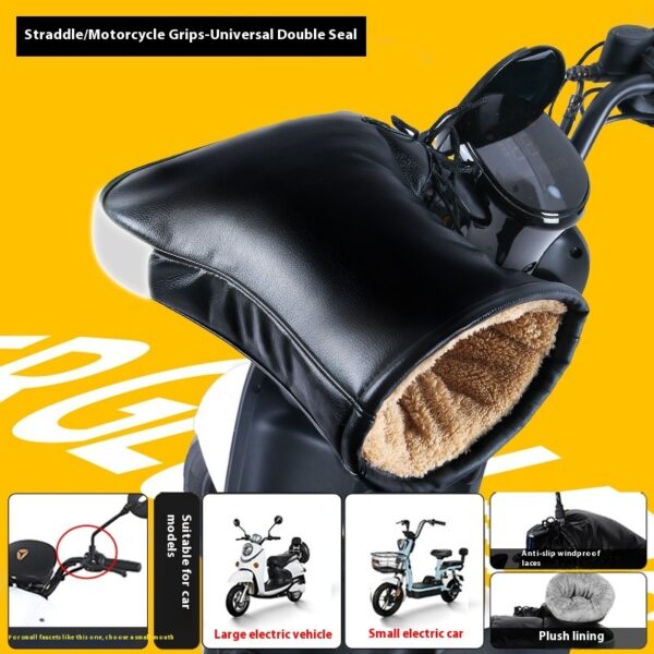 Electric Motorcycle Handle Grip Winter Thermal Waterproof Windshield Gloves Fleece-lined Hand Guard