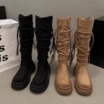 Retro Fashion Versatile Fringe Stacked Boots Women
