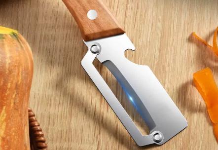 Vegetable Peeler With Wooden Handle And Bottle Opener 2 In 1 Stainless Steel Kitchen Tool For Fruit Potato Pumpkin Kitchen Gadgets
