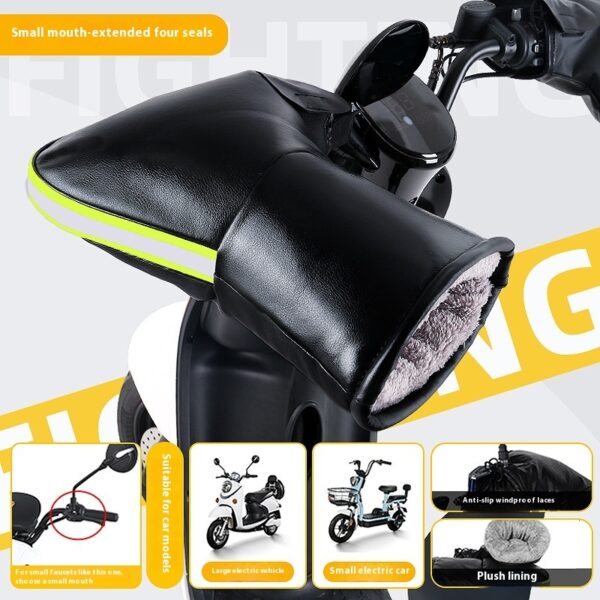 Electric Motorcycle Handle Grip Winter Thermal Waterproof Windshield Gloves Fleece-lined Hand Guard