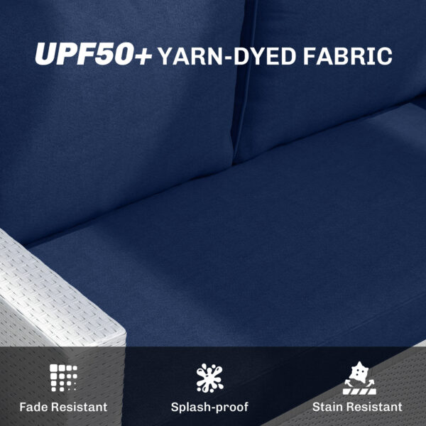 2 Seat Patio Furniture Cushions, 46x26x5 In, Thick Outdoor Loveseat Cushion Set With Removable Cover, Fade-Resistant Replacement Cushions For Outdoor Furniture, Couch, Bench, Swing, Navy Blue