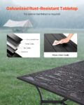 Outdoor Patio Dining Table, 59 Inch Long Rectangular Metal Steel Slat Backyard Bistro Tables For 4-6, With 1.5 In Umbrella Hole, All-Weather Large Furniture For Lawn Garden Porch, Black